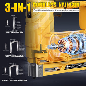 GoYwato nail gun side profile showing ergonomic grip for comfortable extended use