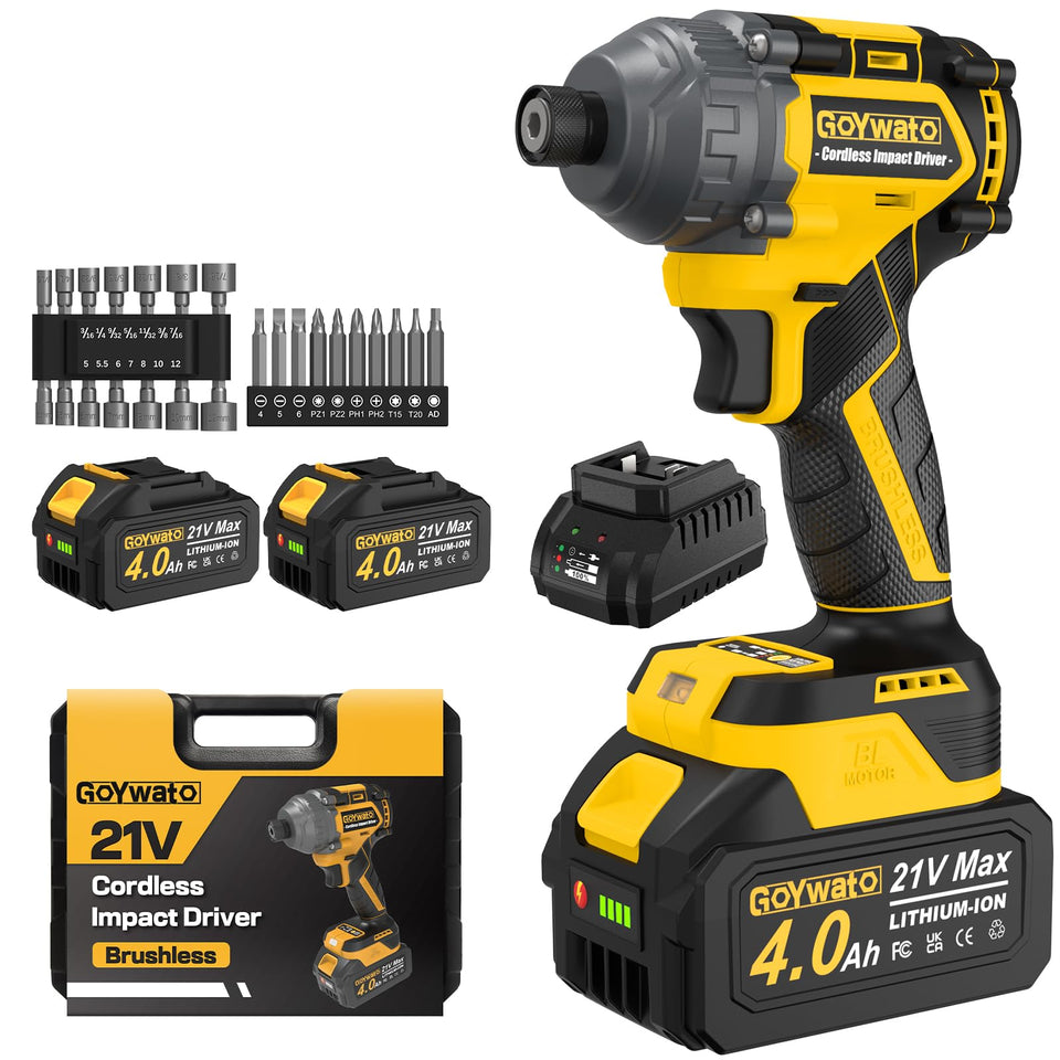GoYwato cordless impact driver with 14 inch chuck for quick bit changes and versatility
