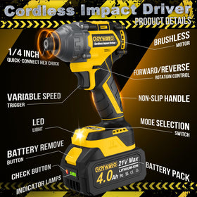GoYwato dual 4.0Ah batteries enable longer work without frequent recharges
