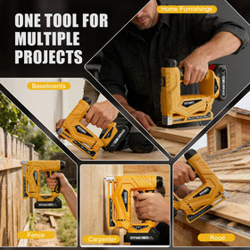 GoYwato nail gun in use on a wood project demonstrating fast, steady fastening