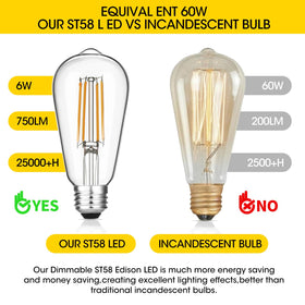 Gozelux Edison bulbs with E26 base ensuring broad fixture compatibility.