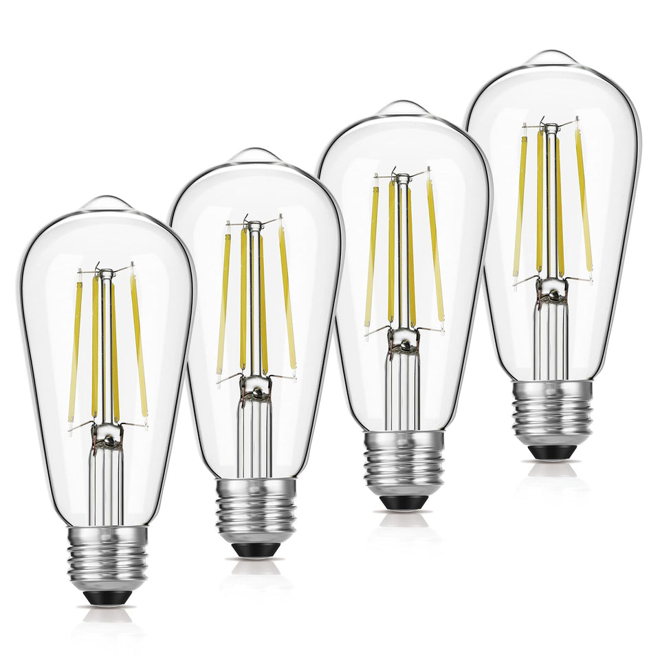 Gozelux LED Edison bulb clear glass close-up for bright daylight ambience.