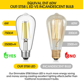 Gozelux dimmable Edison bulb in dimmer switch scene.
