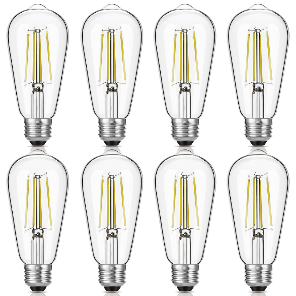 Gozelux LED Edison bulb 6W with clear glass for bright task lighting.