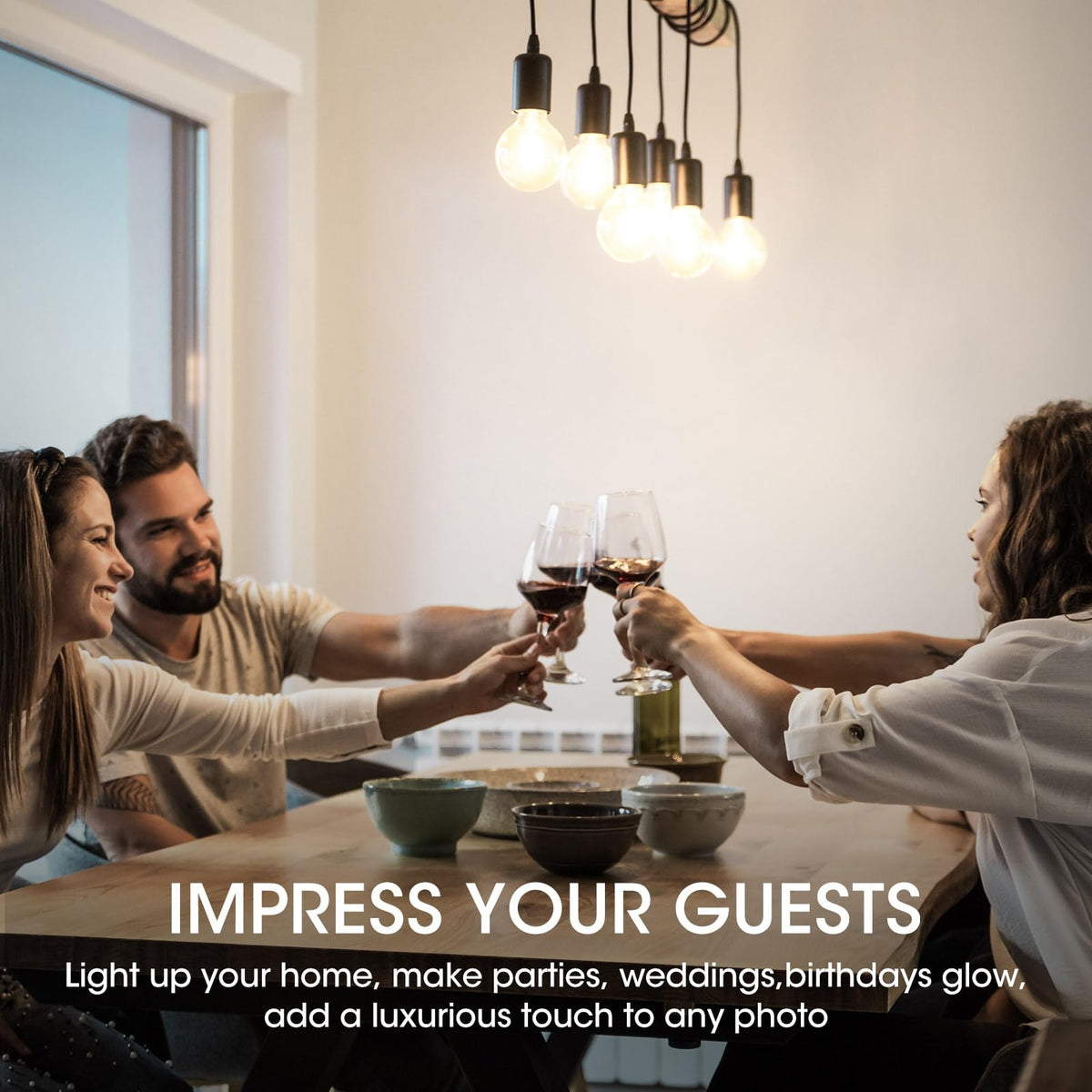 Gozelux vintage LED Edison bulbs in open fixture setup for versatile indoor use