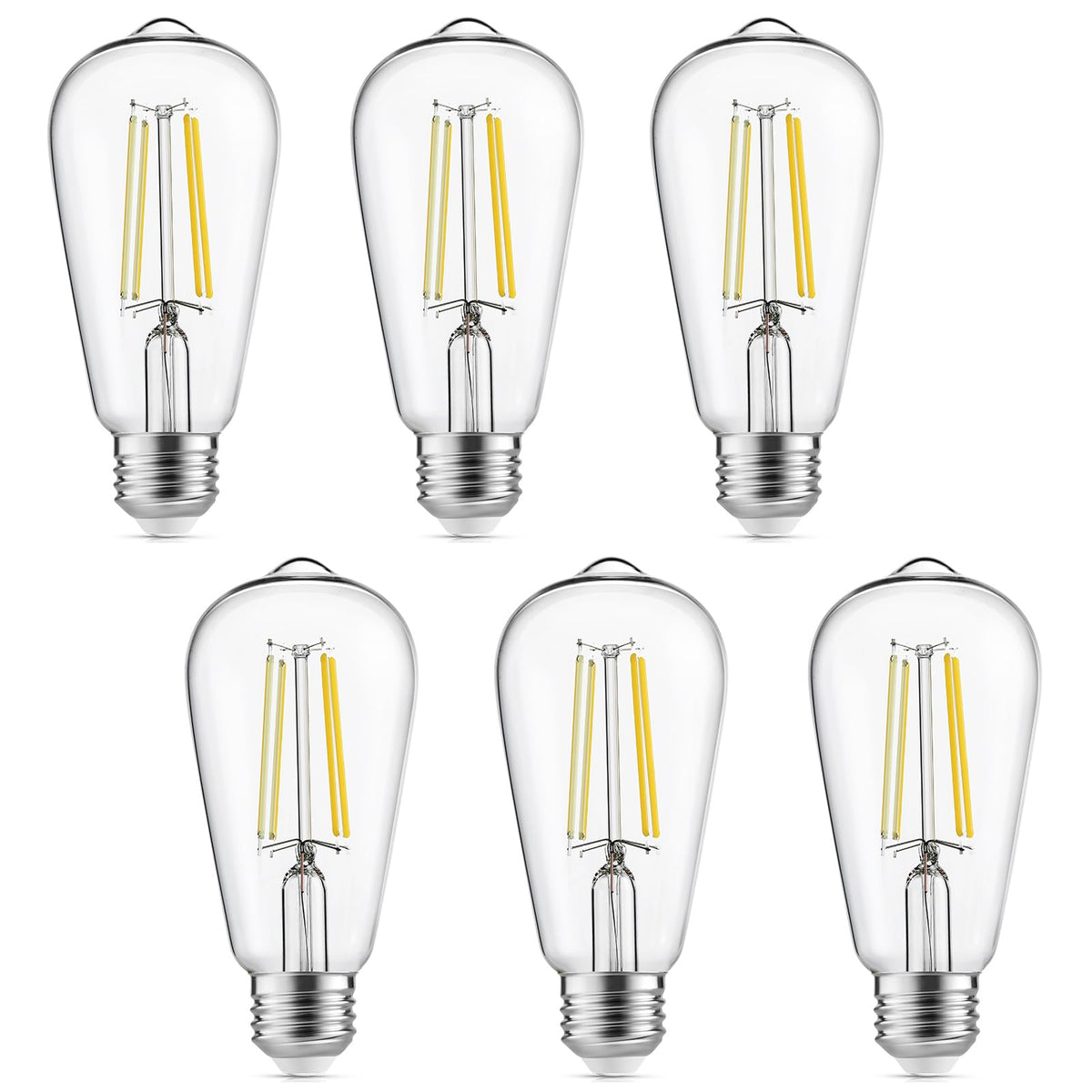 Gozelux vintage LED Edison bulbs wide view showing clear glass and filament