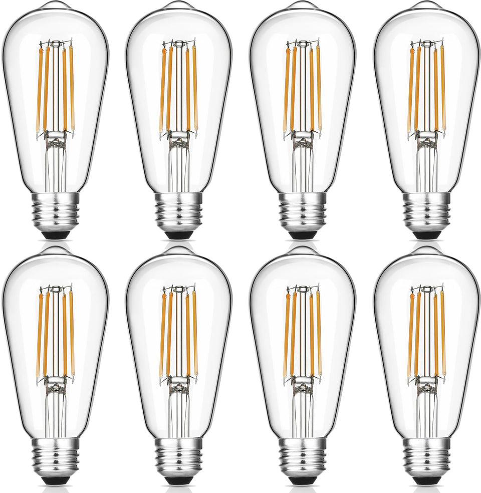Gozelux vintage LED Edison bulbs in clear glass with warm 2700K glow for cozy rooms.