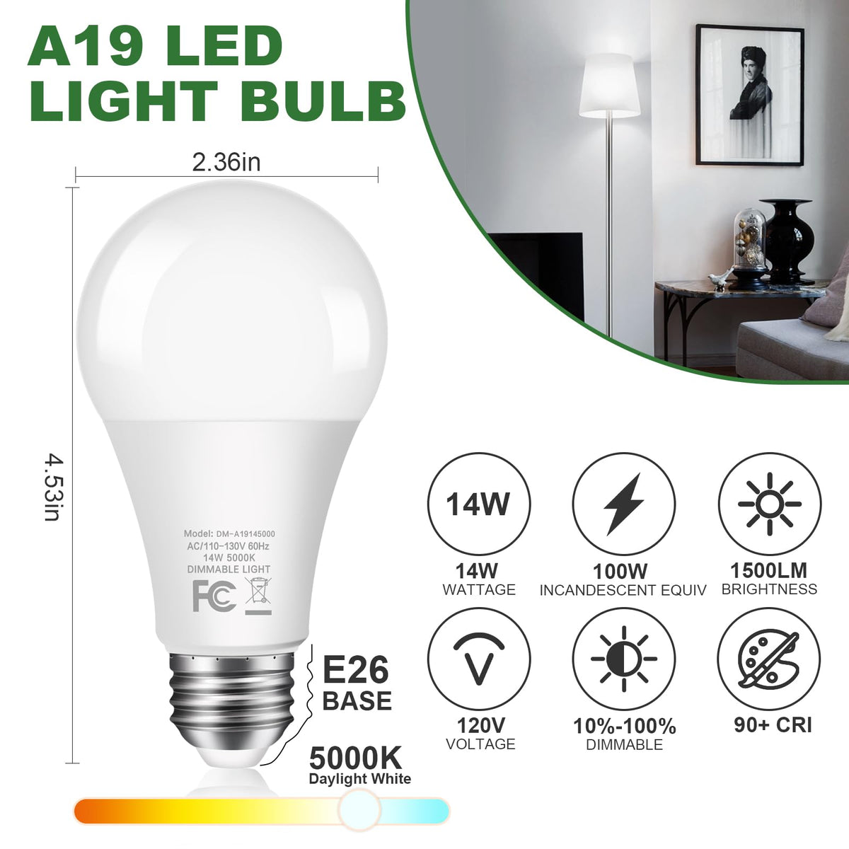 GOZIG daylight 5000K bulbs delivering natural, crisp light