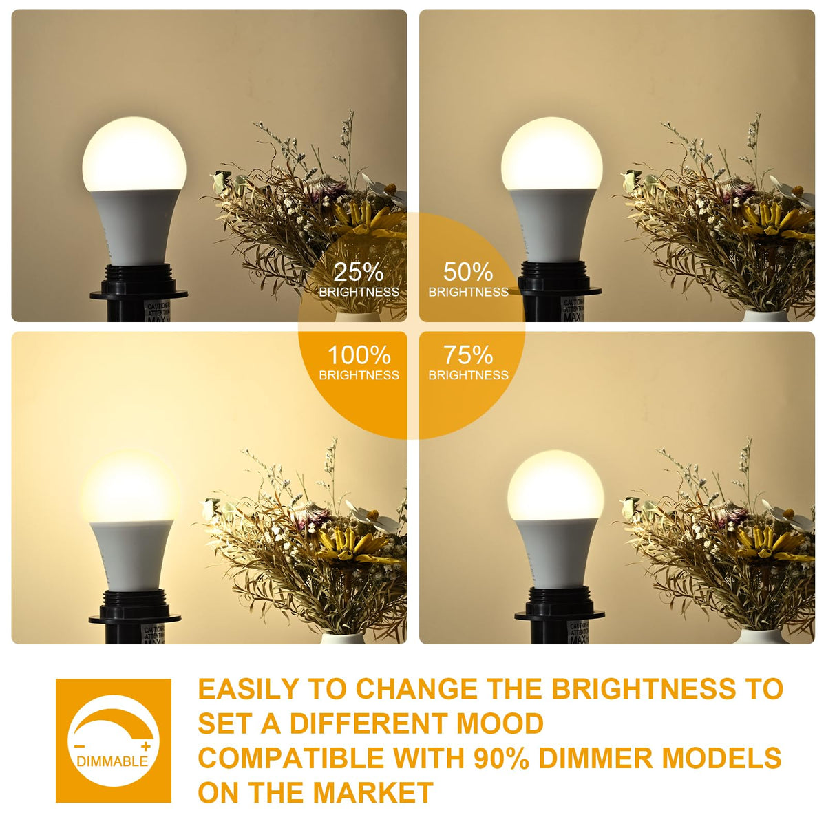 GOZIG dimmable LED bulbs with E26 base for customizable home ambiance.