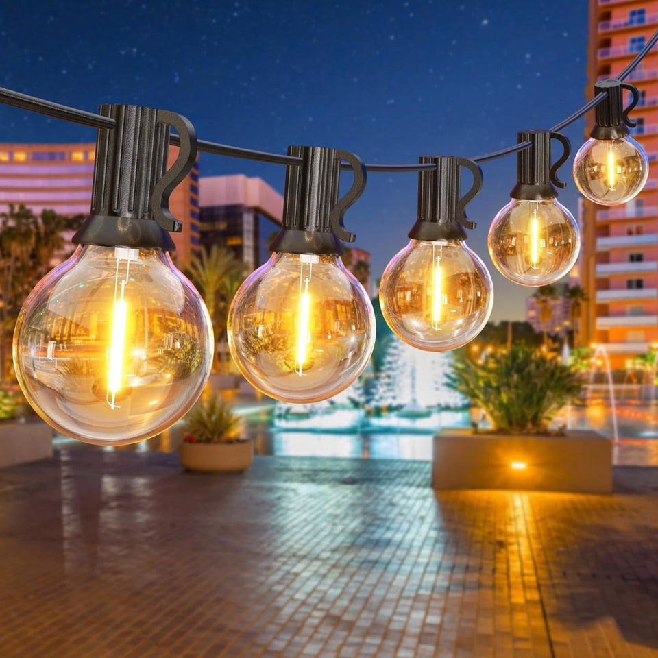 GPATIO 50ft outdoor string lights illuminate outdoor spaces beautifully.