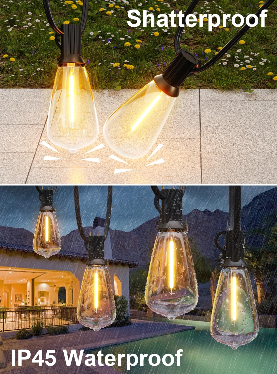 GPATIO dimmable outdoor lighting lets you tailor mood from bright to soft.