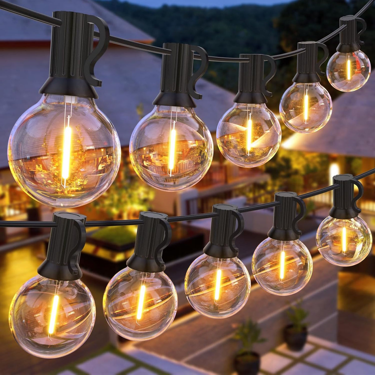 GPATIO 100ft outdoor string lights create a warm backyard glow
