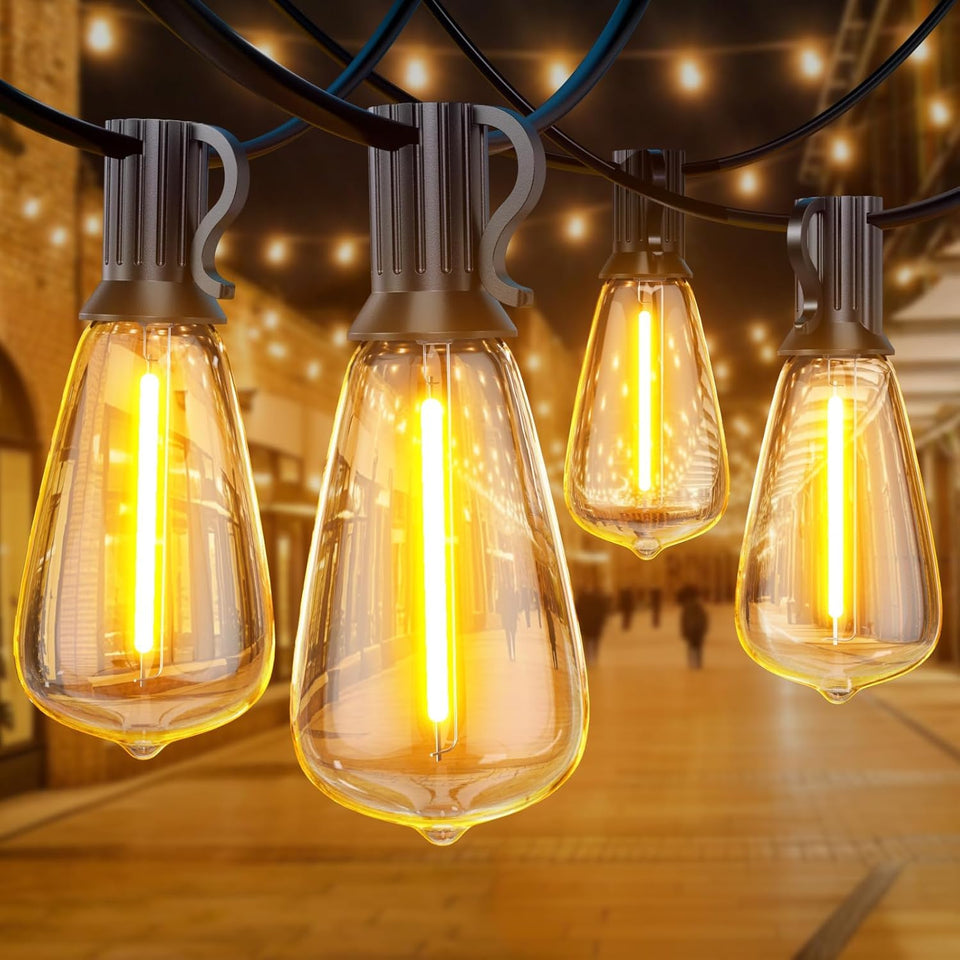 GPATIO outdoor string lights 50ft with ST38 bulbs for backyard ambiance