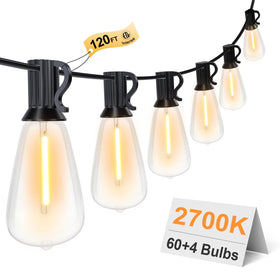 GPATIO outdoor string lights with 64 bulbs create a warm patio ambiance for evenings.