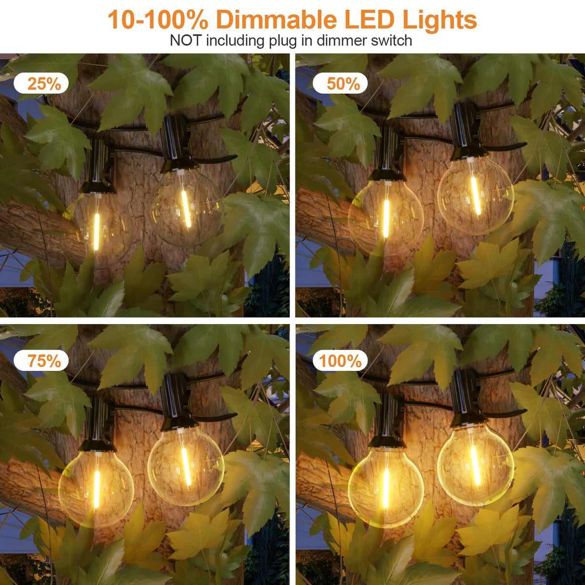 GPATIO dimmable bulbs allow brightness adjustment for any outdoor scene.