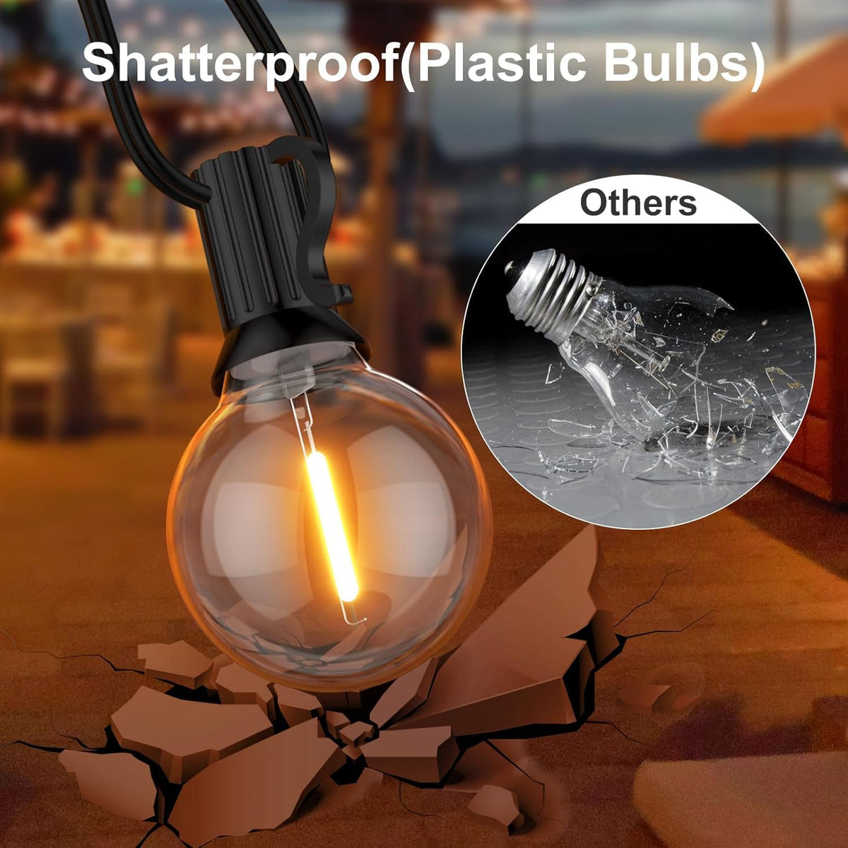 GPATIO 2700K warm glow creates cozy evenings on patios or decks.