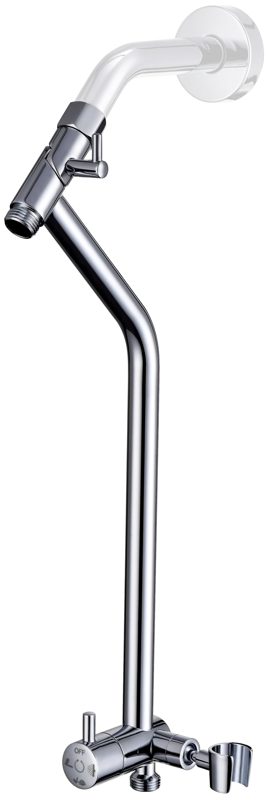 G-Promise all-metal shower diverter front view with chrome finish for durability