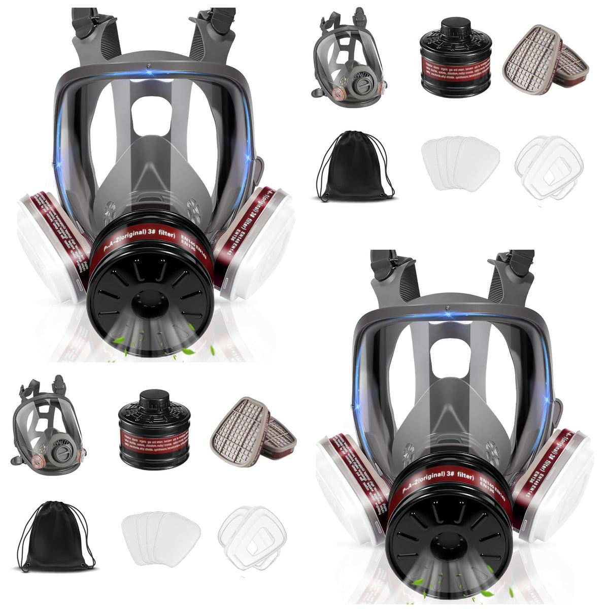 GQFOWE two-pack full-face respirator shown for versatile protection and easy handling