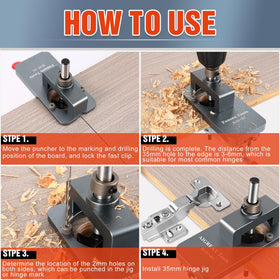 GQGP concealed hinge jig set simplifies cabinet hardware mounting