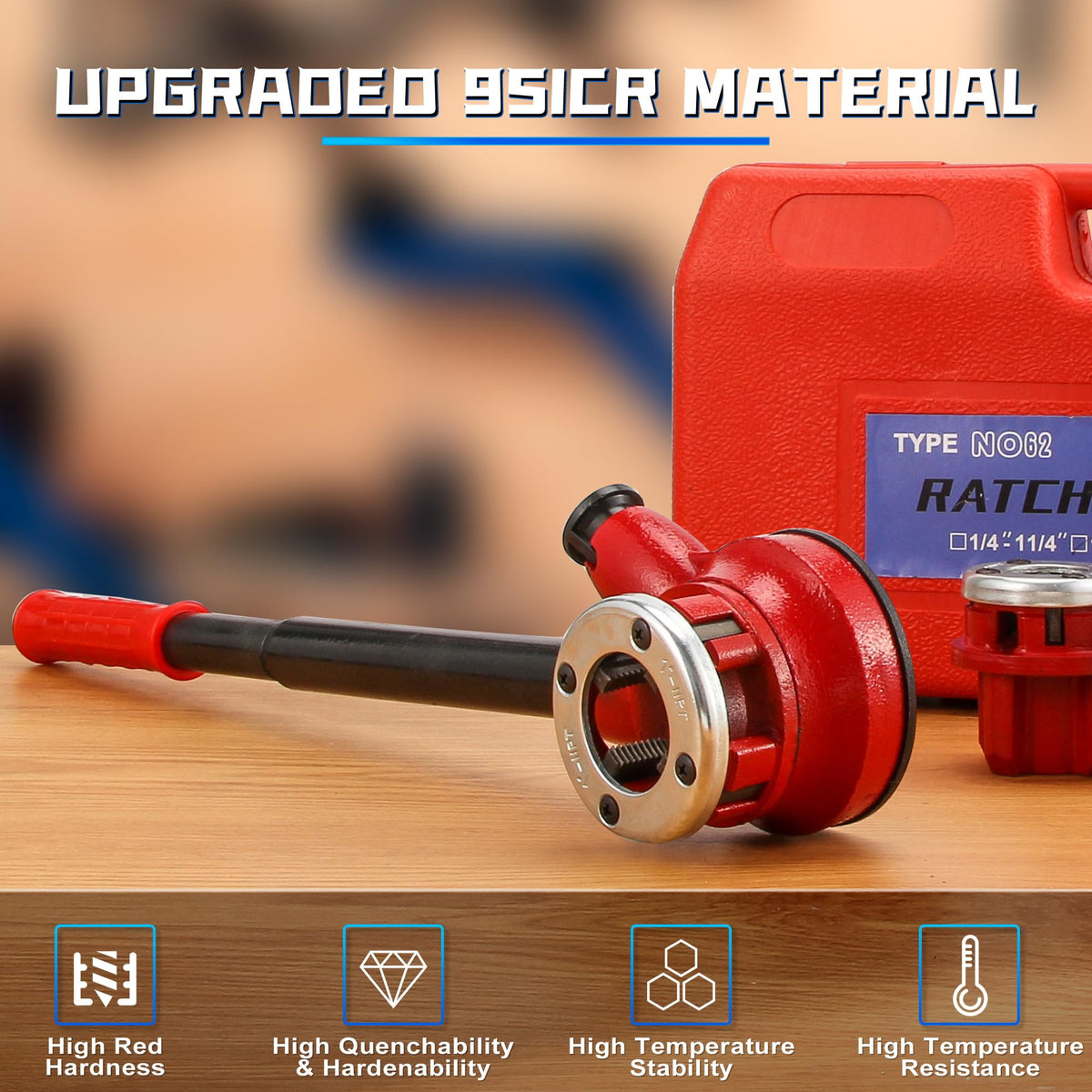 GQGP Pipe Threader Kit in use on metal pipe for precise threads