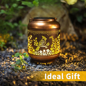 Gr8Gardens auto-on solar lantern lights after sunset.