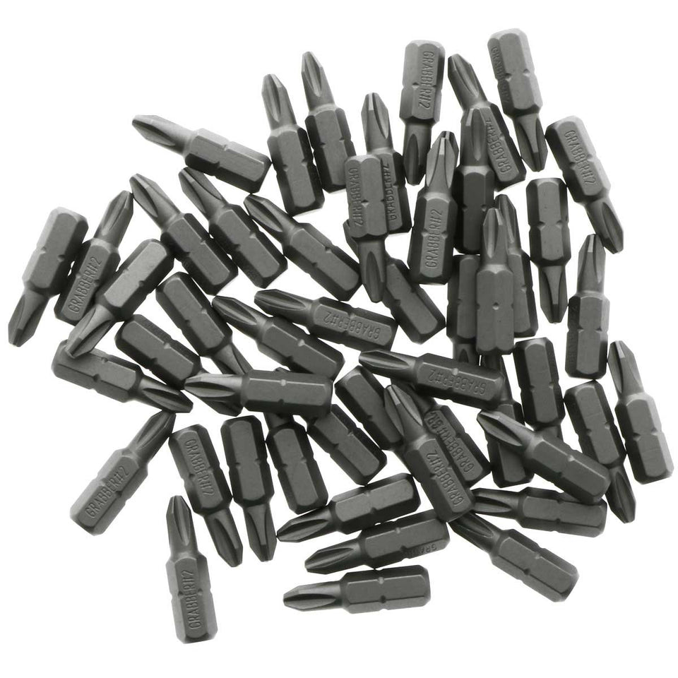 Grabber 2BIT reduced Phillips tip for smoother seating and less cam-out.