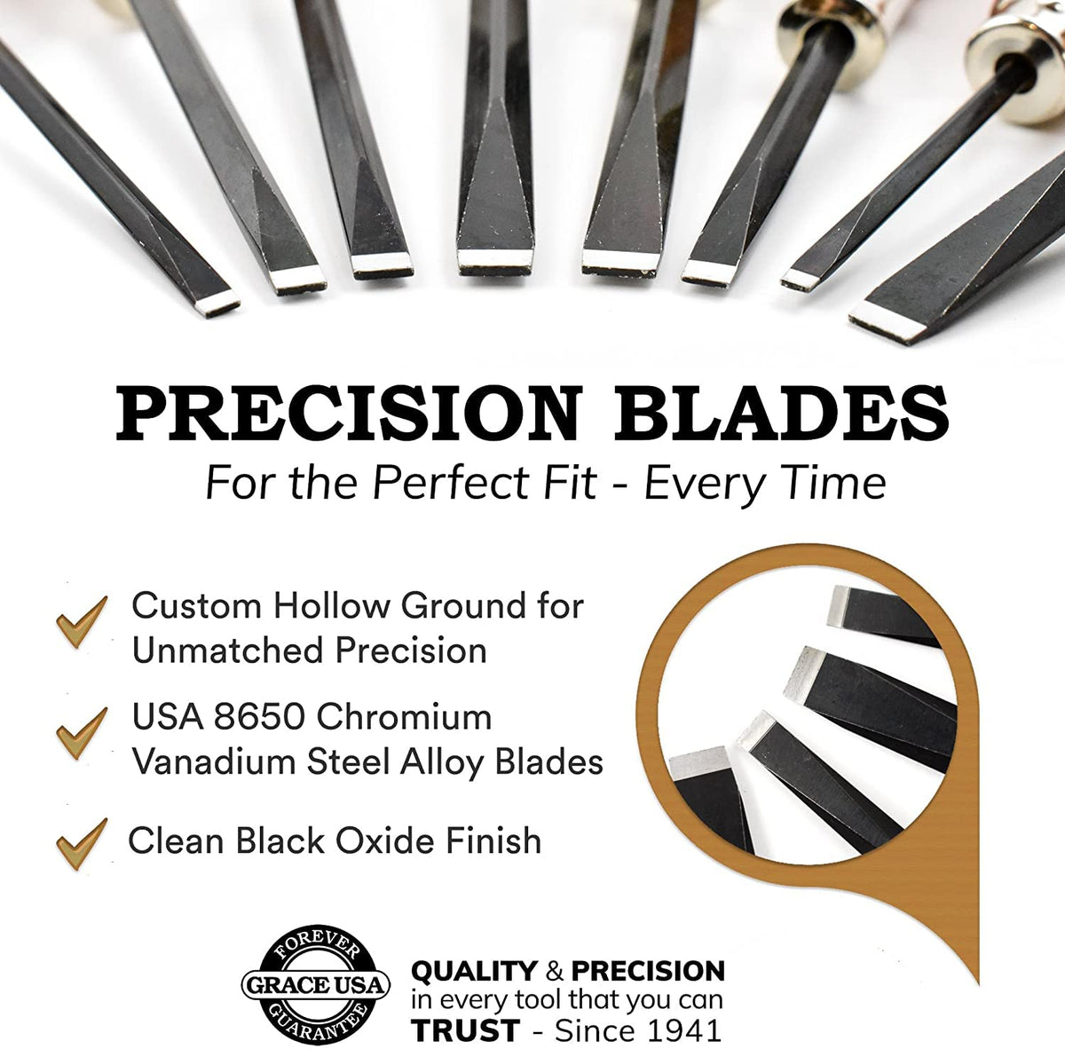Grace USA Forever Guarantee backs against twisting or chipping