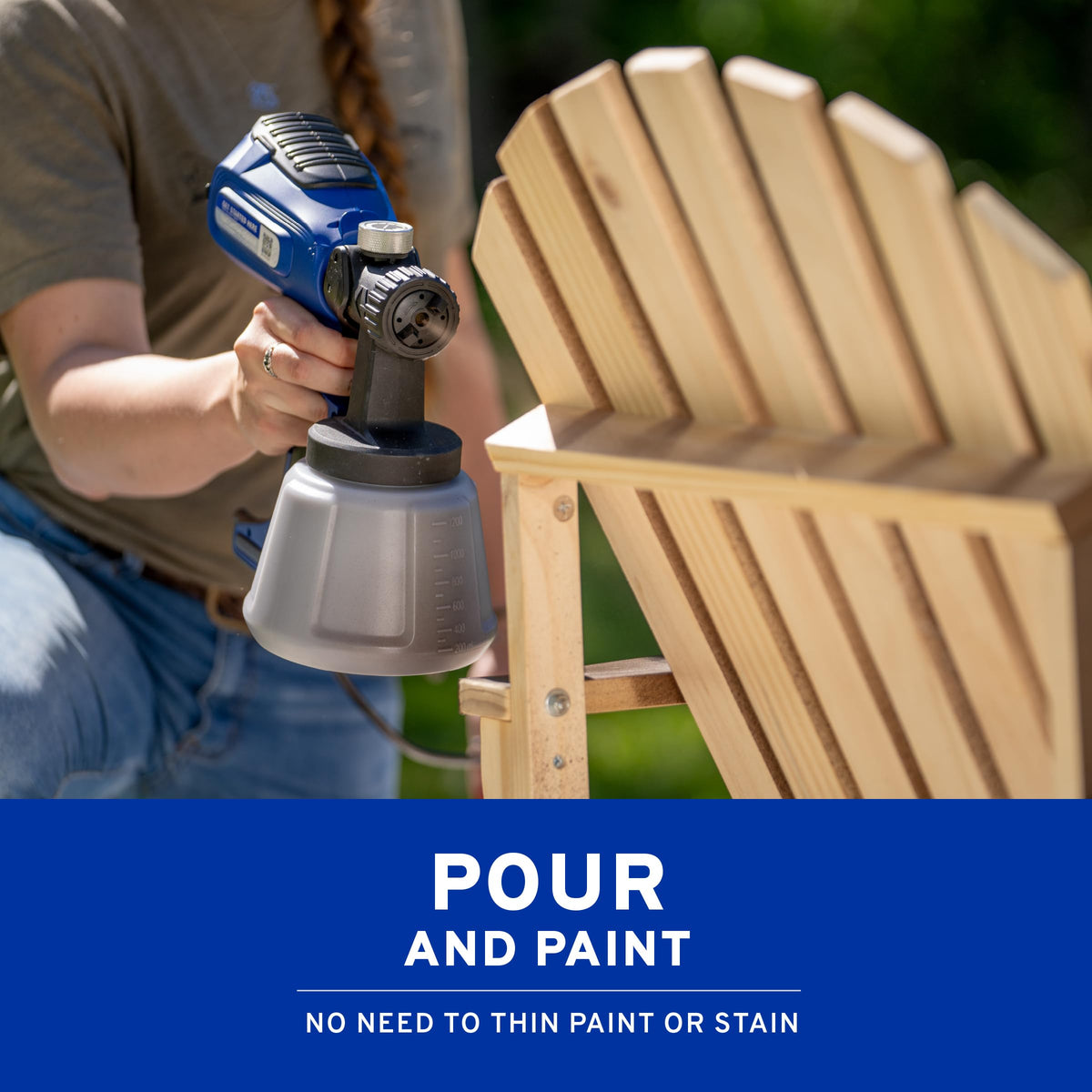 Graco EVO Plus vertical spray pattern for cabinets and furniture.