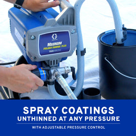 Graco Project Painter Plus hose and gun setup enabling steady paint flow.