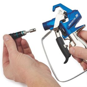 Graco ProConnect cartridge close-up showing precise fit for contractor spray tasks