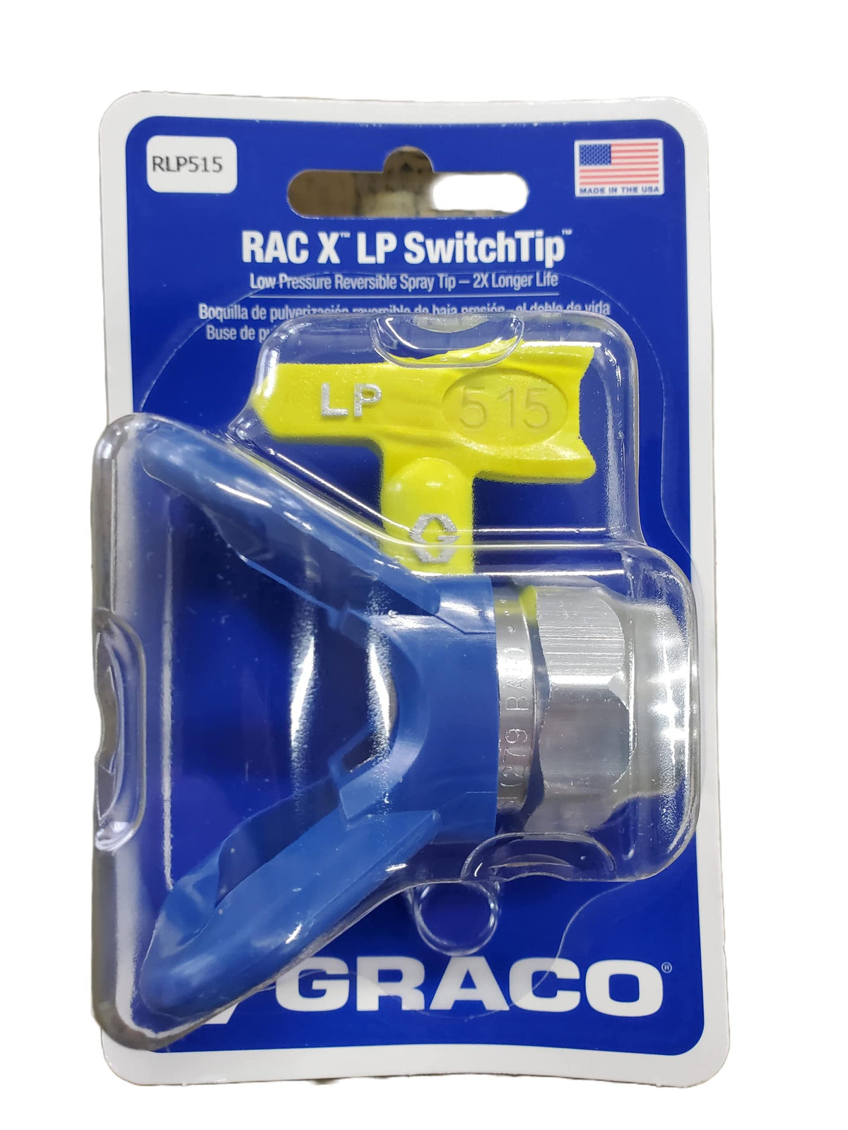 Graco RAC X 515 low-pressure tip with guard for smoother finishes and less overspray