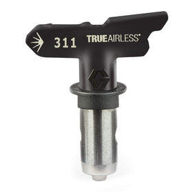 Graco TRU311 TrueAirless spray tip closeup showing uniform spray pattern for smooth finishes.