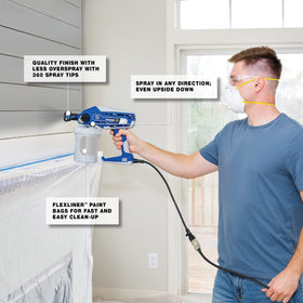 Graco TrueCoat 360 VacuValve allows upside-down or directional spraying.