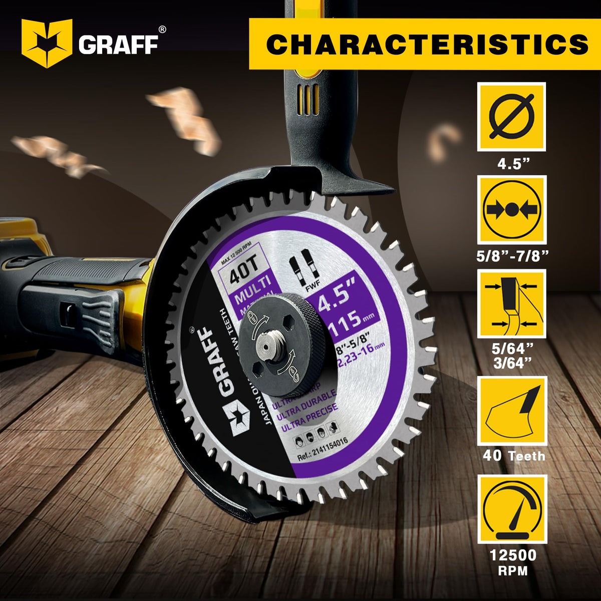 GRAFF 4-1/2 inch blade cuts wood and plywood with precision