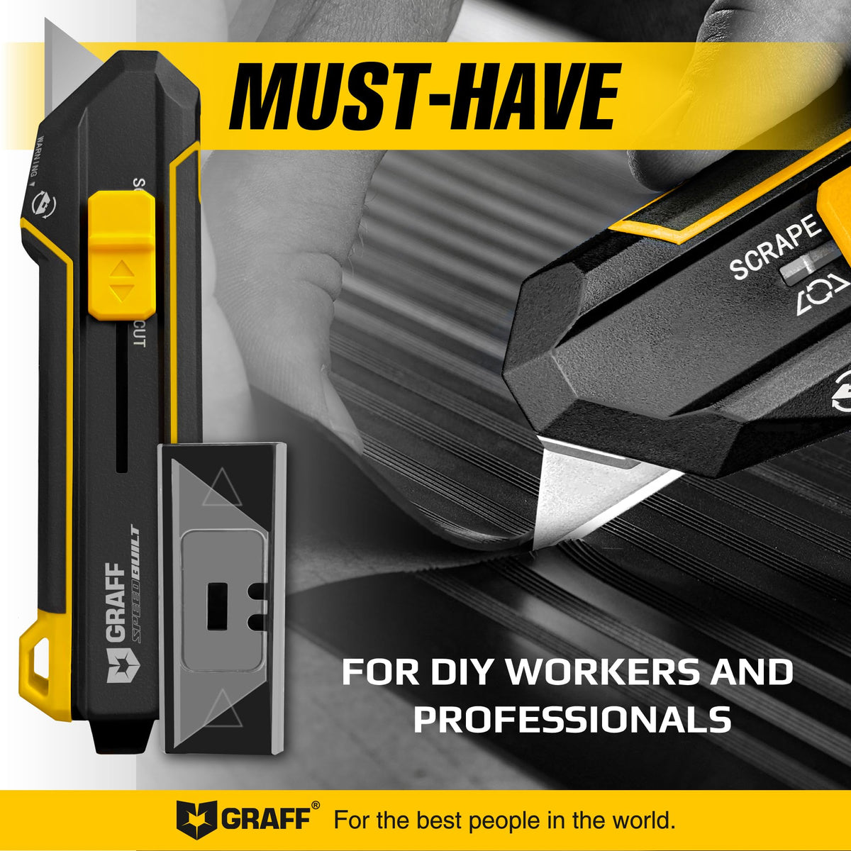 GRAFF Scraper Knife suited for carpet drywall packaging and more in professional settings