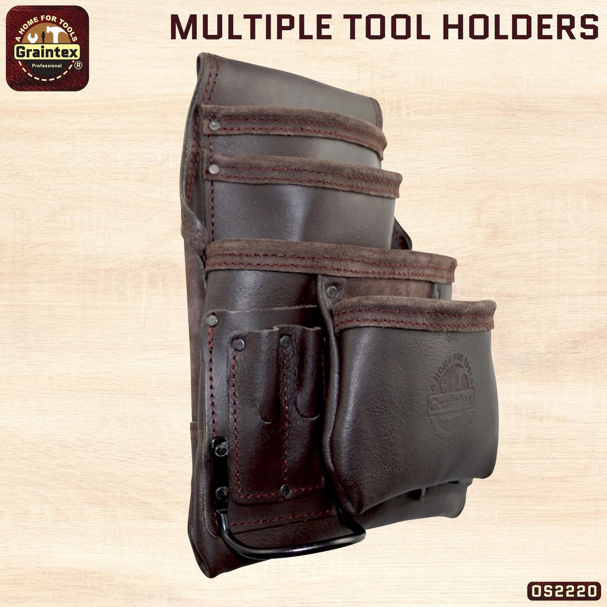 Graintex OS2220 tape holder and pockets provide measurement tool access.