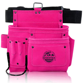 Graintex pink 5-pocket suede tool belt offers on-site quick access.