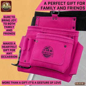 Graintex pink durable construction belt designed for carpenters.