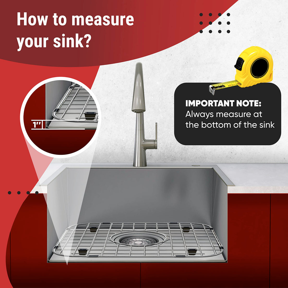 Granatan center drain opening keeps the drain accessible while dishes are elevated.