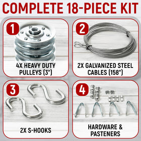 Granatan cable kit with two steel cables for reliable extension spring replacement.