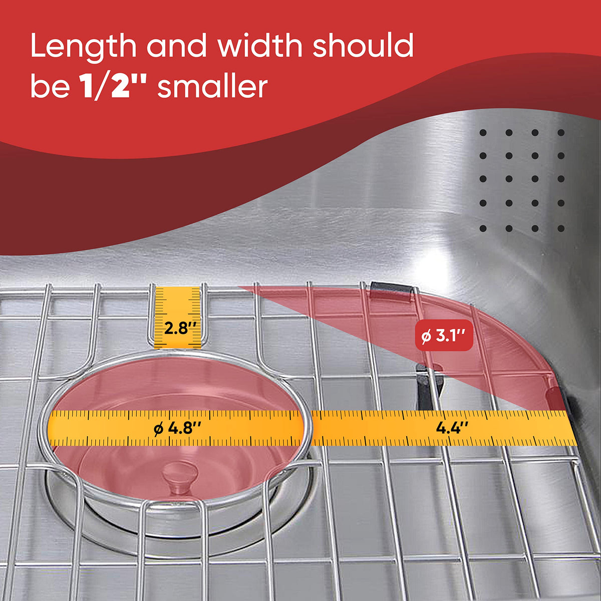 Granatan rust-resistant sink protector preserves finish and resists daily wear.