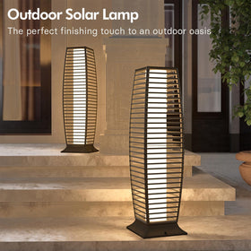 Grand Patio solar powered lantern with wicker design lights up evenings without wiring.