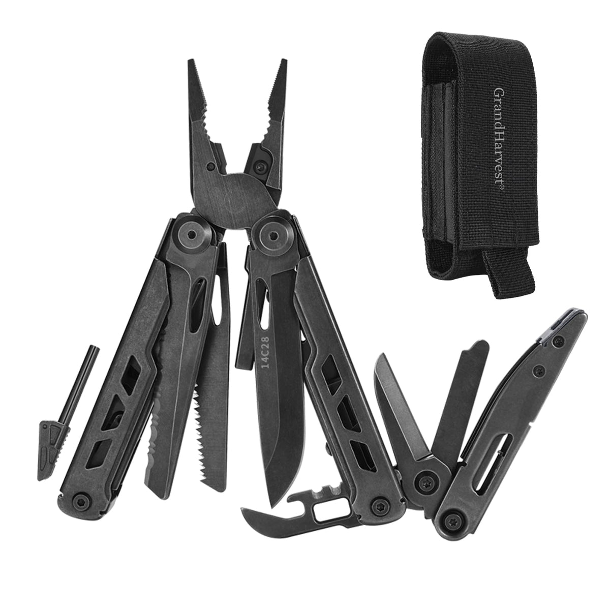 GrandHarvest 15-in-1 multitool in action for outdoor tasks.