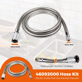 Hose end brass fittings provide a durable Grohe faucet connection