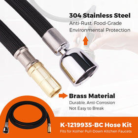 304 stainless steel outer and nylon braid ensure lasting, flexible performance