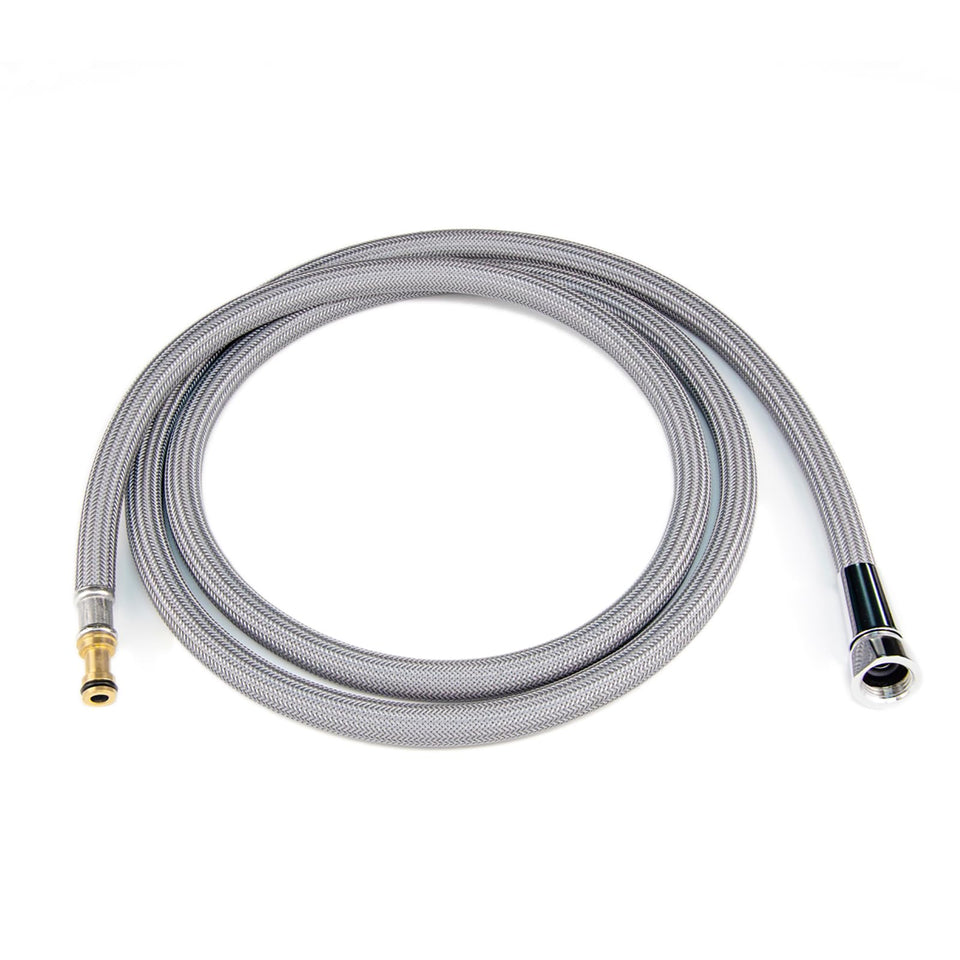 Grandiance Moen pull-down hose, 68 inch angle view, ready for replacement