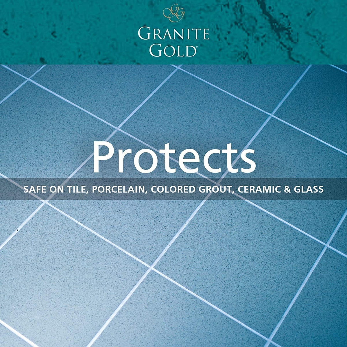 Granite Gold Grout Cleaner colored grout-safe action on tile surfaces