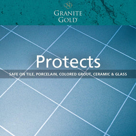 Granite Gold Grout Cleaner colored grout-safe action on tile surfaces