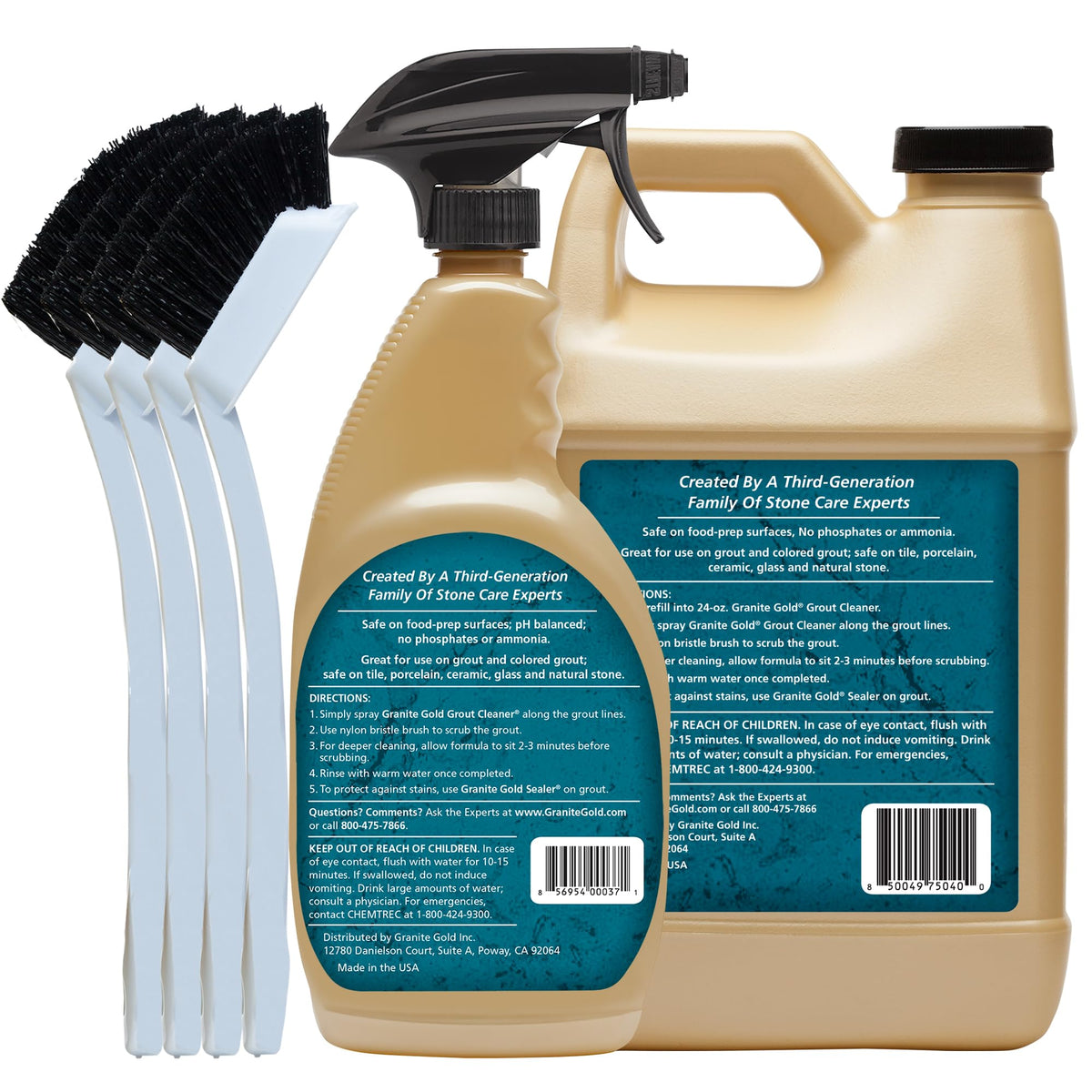 Granite Gold Grout Cleaner spray application demonstrates easy reach and wipe