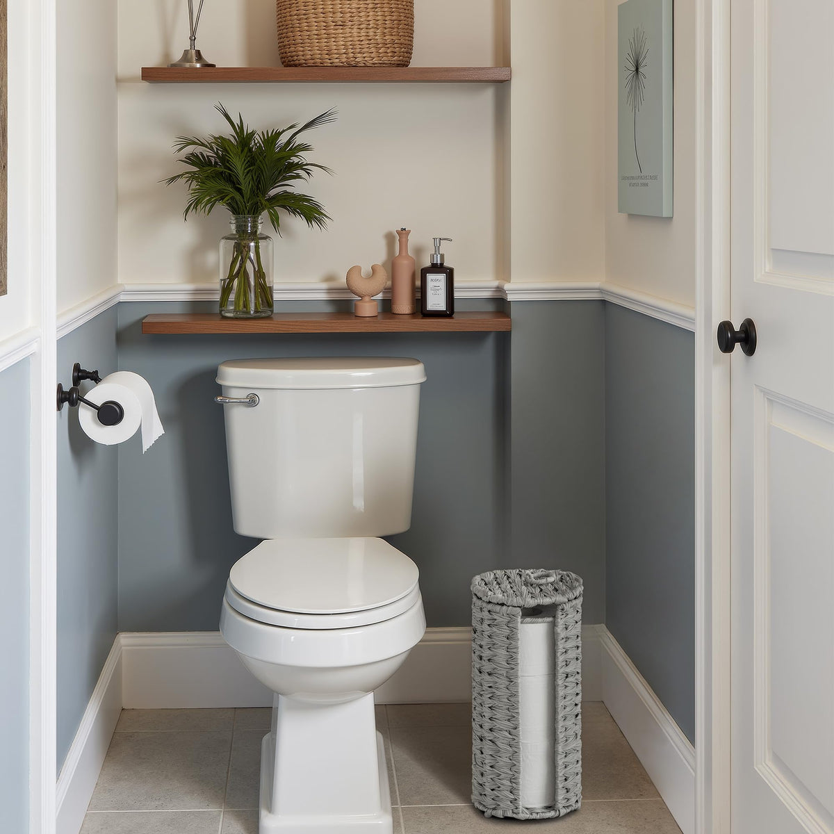 GRANNY SAYS modern gray design fits most bathroom décors.